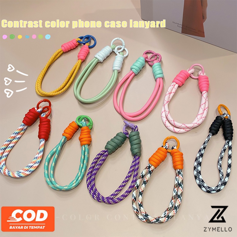 เคสโทรศัพท์มือถือ กันหล่น กันหาย อเนกประสงค์ พร้อมสายคล้องคอ สีคอนทราสต์ สไตล์สร้างสรรค์