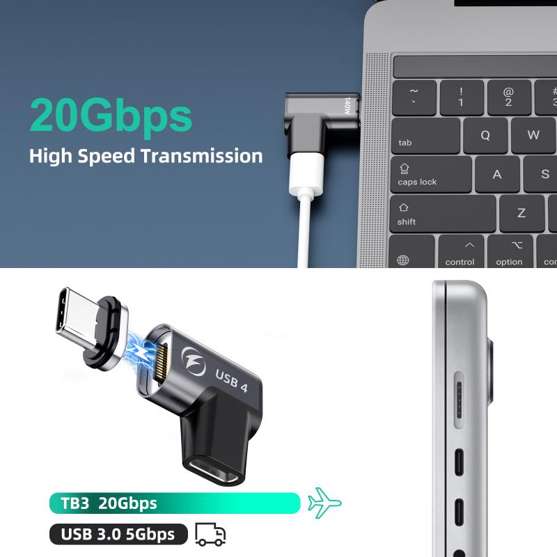 อะแดปเตอร์แม่เหล็ก 140W 24Pins USB 4 Type C สําหรับ Mac book Pro Air Samsung 40G 20G 8K@60Hz USB C - รูปที่ 3
