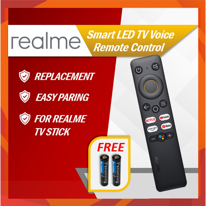 RealMe TV Stick รีโมทคอนโทรล Alat kawalan jauh REALMI TV Stick Netflix Youtube Prime วิดีโอ Youtube 