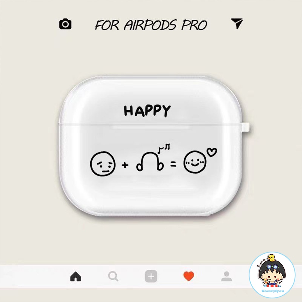 เคสหูฟังบลูทูธไร้สาย แบบซิลิโคนแข็ง ลายหน้ายิ้ม เรียบง่าย สําหรับ Airpods 1 2 3 pro 2
