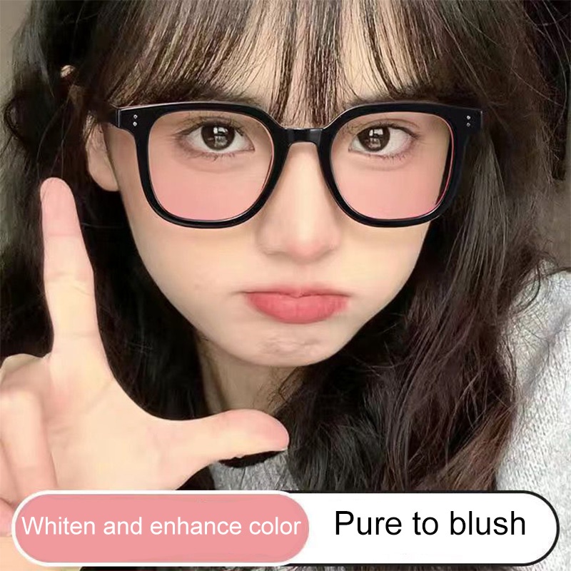 COD-ในไทย แว่นตากันแดด กรอบสีดําไล่โทนสี สีชมพู น่ารัก ป้องกันแสงแดด insสไตล์เกาหลี สไตล์ใหม่นักเรียนสำหรับผู้หญิงKrismi