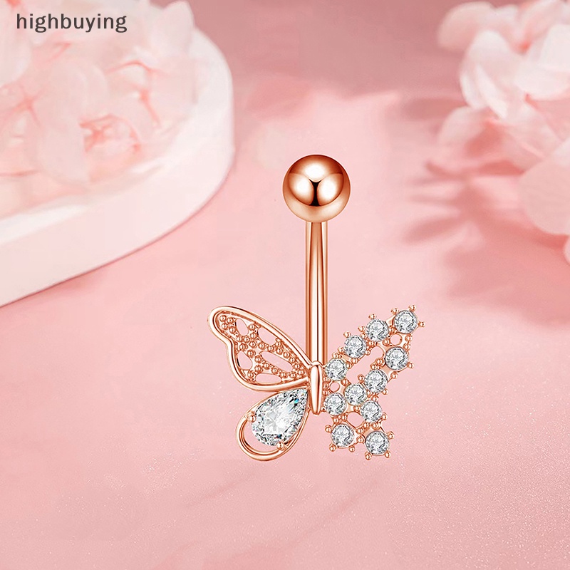 [highbuying] แฟชั่น ผีเสื้อ หน้าท้อง ปุ่ม แหวน แวววาว เพทาย สะดือ เครื่องประดับร่างกาย สําหรับผู้หญิง เด็กผู้หญิง ใหม่ พร้อมส่ง