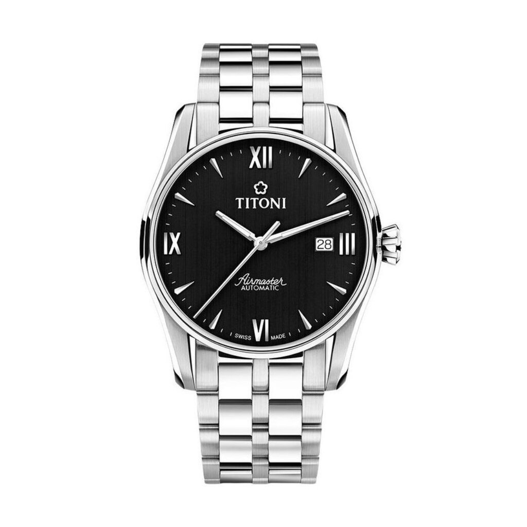 (ประกันศูนย์ไทย 2 ปี) TITONI Automatic AIRMASTER 40mm (Black) 83908-S-687