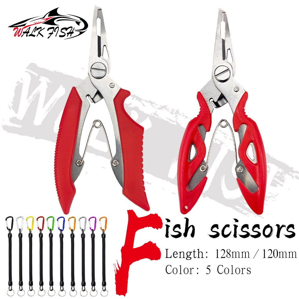 Walk Fish คีมจับปลา อเนกประสงค์ สเตนเลส พร้อมเชือก ที่คีบปลา ที่ละเอียดอ่อน ที่จับถัก กรรไกรตัดปลา รอกตกปลา
