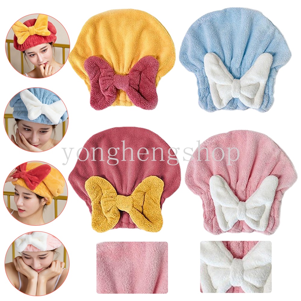 หมวกคลุมผม ผ้าไมโครไฟเบอร์ ผ้ากํามะหยี่ แบบหนา ดูดซับน้ําได้ดี แห้งเร็ว ประดับโบว์น่ารัก เหมาะกับใส่ในห้องน้ํา สําหรับผู้หญิง - รูปที่ 6