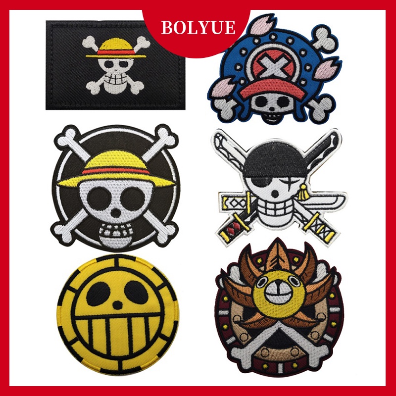 แพทช์ผ้า ลายการ์ตูนโจรสลัด One Piece ตะขอและห่วงสำหรับยึด Luffy