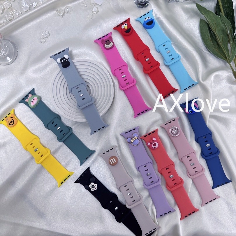 สายนาฬิกาข้อมือซิลิโคน ลายการ์ตูนน่ารัก สําหรับ Apple Watch Band 49 มม. 44 มม. 40 มม. 45 มม. 41 มม. 38 มม. iwatch Series 9 7 6 5 4 Se 8 Ultra 2
