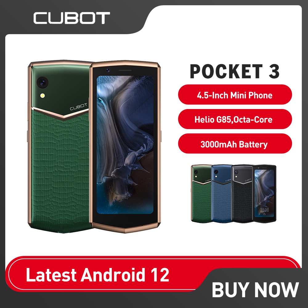 Cubot Pocket สมาร์ทโฟน 3 ขนาดเล็ก 4.5 นิ้ว Helio G85Octa-Core NFC แรม 4GB รอม 64GB กล้อง 3000mAh 20MP โทรศัพท์มือถือ ขนาดเล็ก