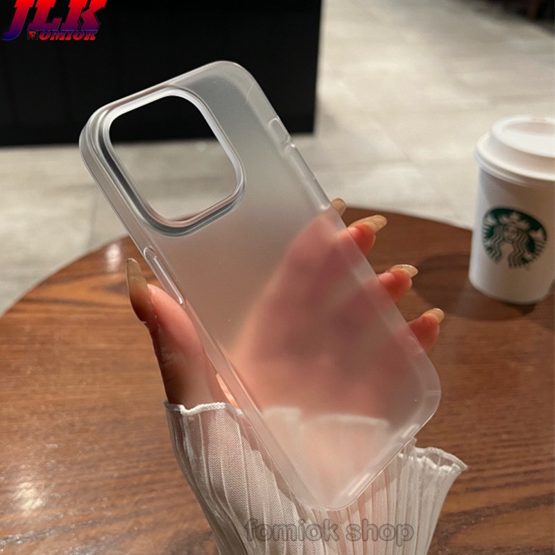 [JLK] 0.5mm Ultra Thin Matte Clear Hard Case For iPhone 15 ProMax 14 13 Plus 12 Pro Max Slim Solid Color Translucent Hard PC Shockproof Cover