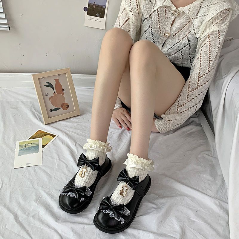 ญี่ปุ่น lolita Lolita นักเรียนสาวนุ่มรองเท้า Merulu รองเท้าส้นสูง jk ชุดลูกไม้รองเท้าหนังขนาดเล็ก l