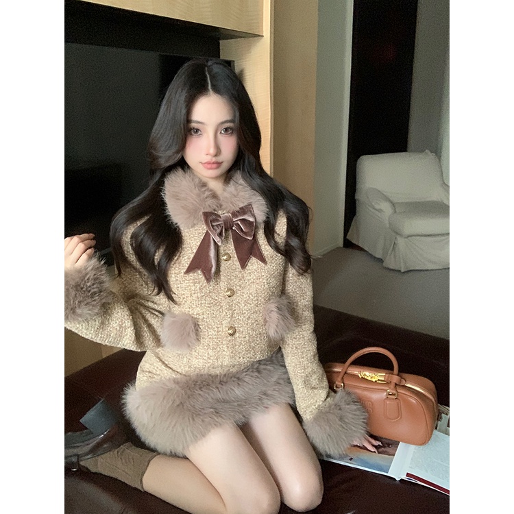 Liasynn เสื้อแจ็กเก็ตสูท กระโปรงสั้น ยาว ประดับโบว์ แยกออเดอร์ สําหรับลูกสาว