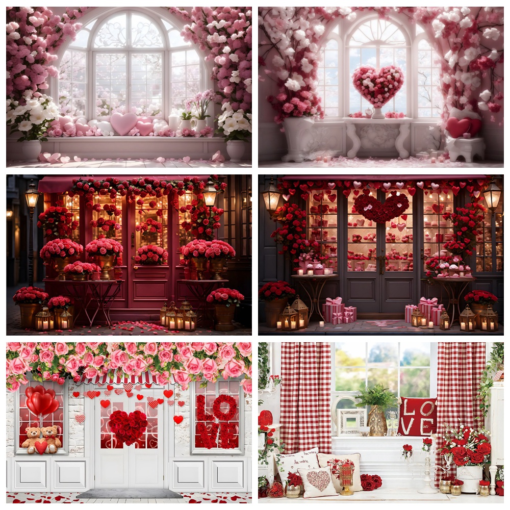 ฉากหลังวันวาเลนไทน์ ลายดอกไม้ หัวใจ สีแดง สําหรับถ่ายภาพสตูดิโอ งานแต่งงาน เจ้าสาว ปาร์ตี้