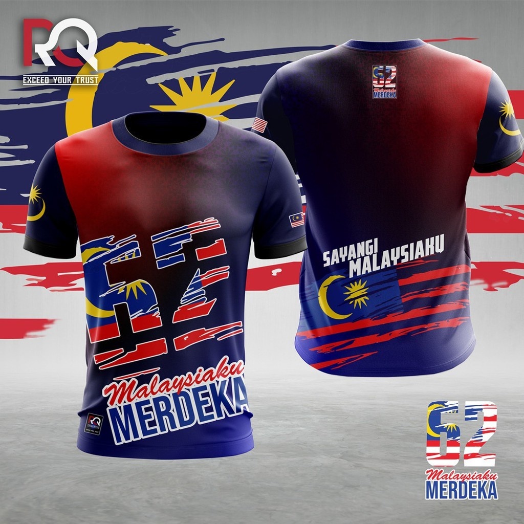 ใหม่ cool Men แขนสั้นรอบคอ Merdeka เสื้อ 3D T เสื้อขนาด XXS-6XL