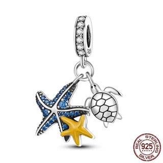 ใหม่ Charms เงิน 925 คลิป evil eye gold letter stopper สร้อยข้อมือ Ocean Blue Sea เต่า Dangle ลูกปัด DIY ผู้หญิงเครื่องประดับฤดูร้อนคอลเลกชัน