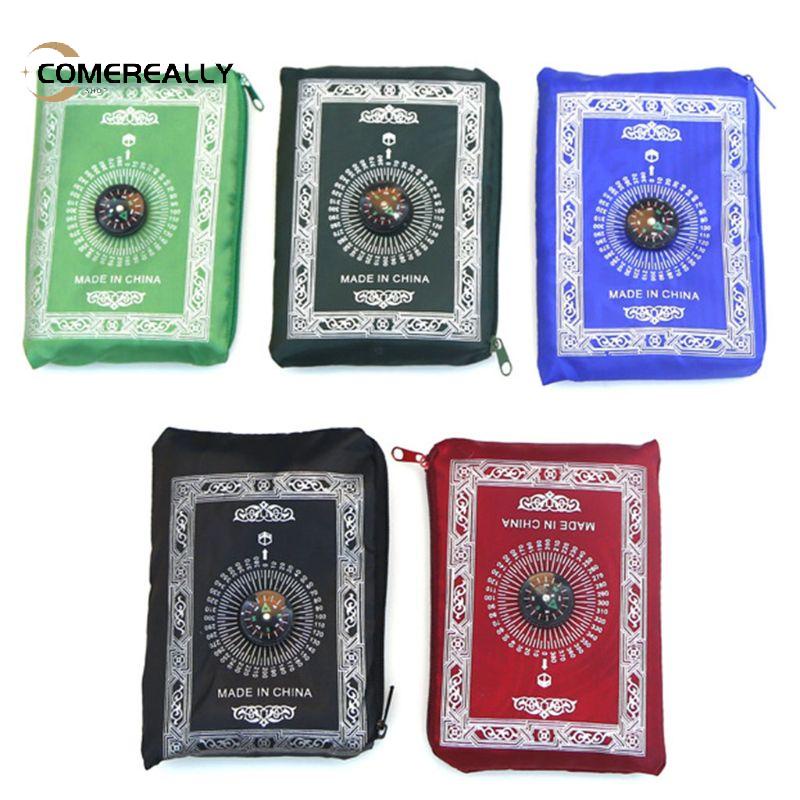 Portable Waterproof Muslim Prayer Mat Rug With Compass Vintage Pattern Islamic E