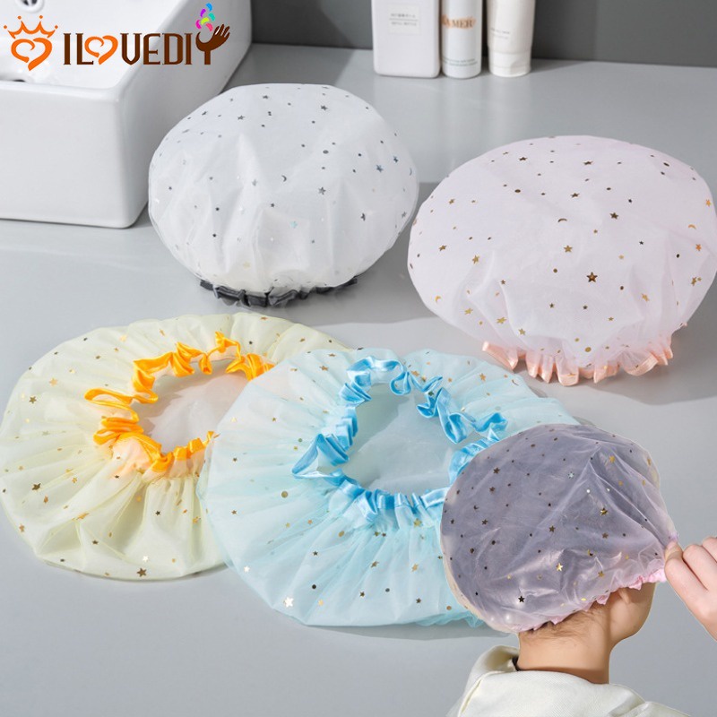 [ Featured ] หมวกอาบน้ํา แบบหนา ลายดาวสองชั้น กันน้ํา สําหรับห้องน้ํา ร้านทําผม