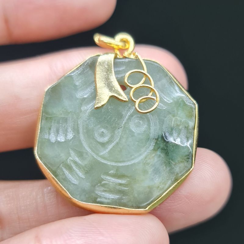 แหวนนำโชค จี้หยกพม่าแท้ หินแท้ หยินหยาง ยันต์ 8 ทิศ (สุ่มเลือกให้นะคะ)