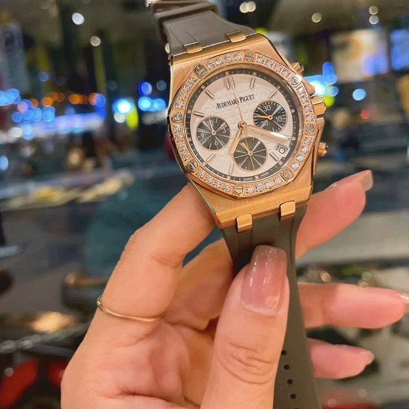 AP_Men คุณภาพสูง⌚ สายเหล็กนาฬิกาคู่ผู้หญิงหรูหรายางแบรนด์แฟชั่นธุรกิจนาฬิกาควอทซ์ Jam tangan lelaki Perempuan Wanita