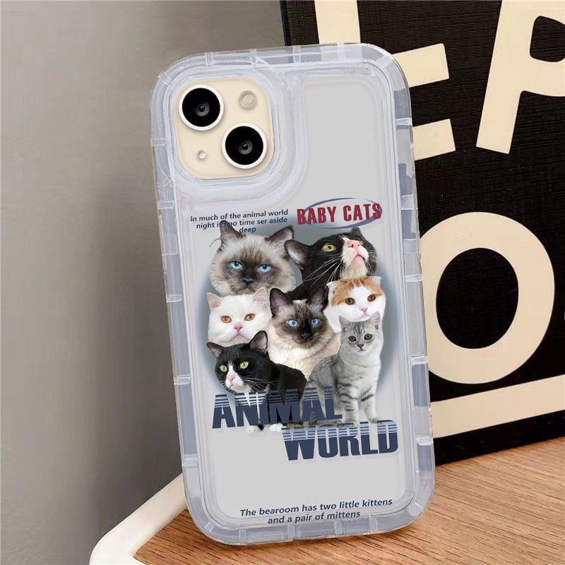 Cute Cat กรณีที่ชัดเจน for Samsung A53 A54 5G A51 A52 A50 A34 A33 A23 A22 A24 A13 A05 S23 Ultra S22 S21 S20 FE ปิดบัง