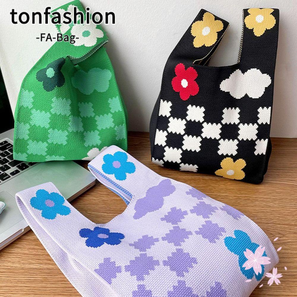 Tonfashion กระเป๋าถือ กระเป๋าสะพายไหล่ กระเป๋าช้อปปิ้ง ขนาดเล็ก นํากลับมาใช้ใหม่ได้ สําหรับผู้หญิง