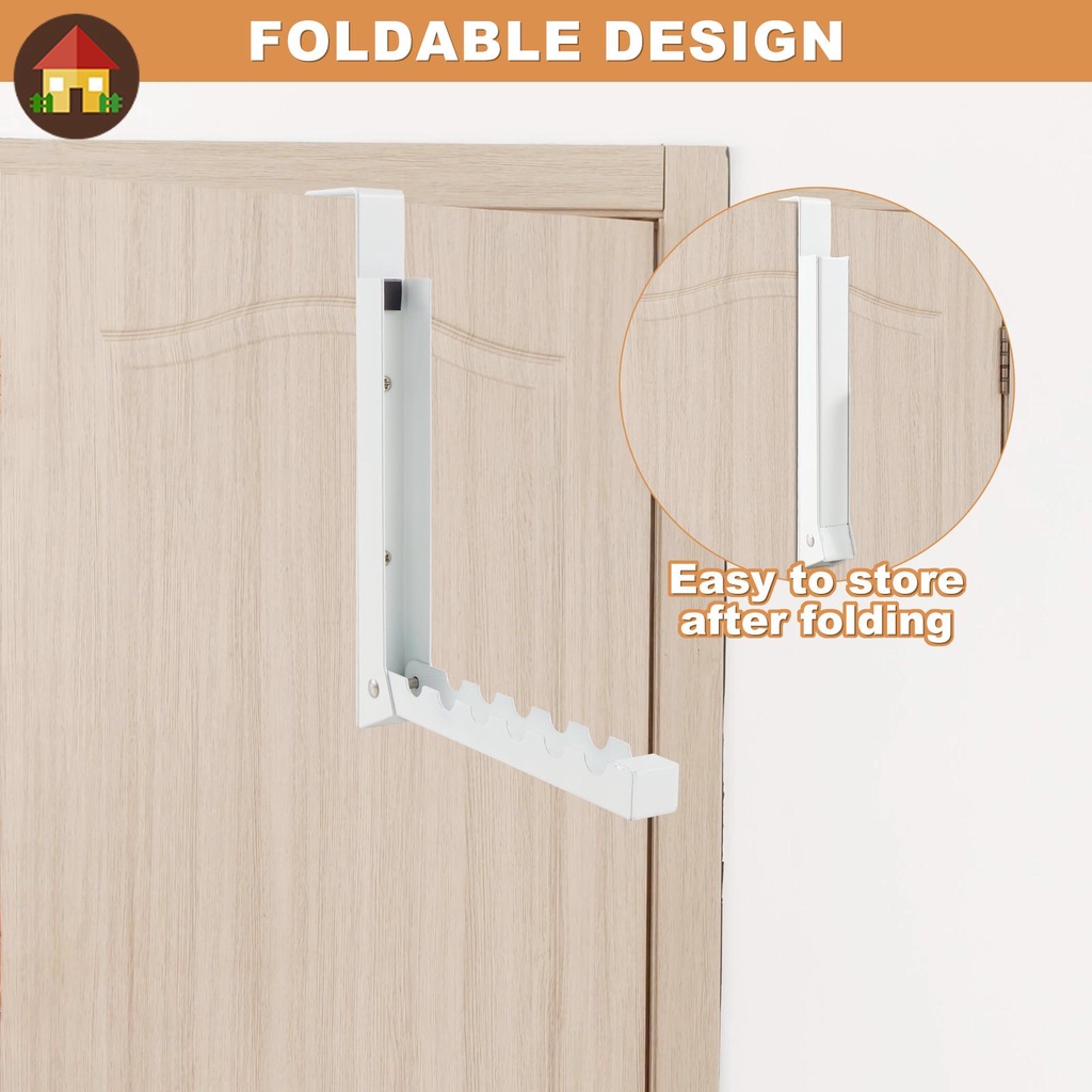 ราวแขวนหลังประตู ไม้แขวนเสื้อ พับได้ 6 ช่อง ราวตากผ้า เหนือประตู พร้อม ราวตากผ้า ตะขอแขวนผ้าขนหนู แบบพกพา - รูปที่ 2