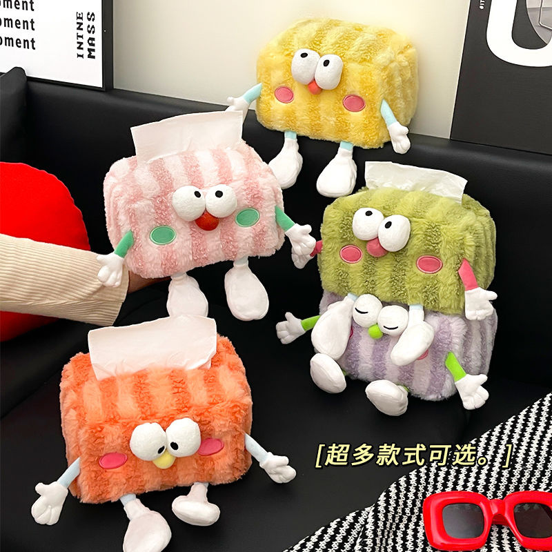 ❤กล่องทิชชู่ ผ้ากํามะหยี่ขนนิ่ม ลายการ์ตูน Jasmine Preferred Big Eyes แบบสร้างสรรค์ สําหรับแขวนในรถย