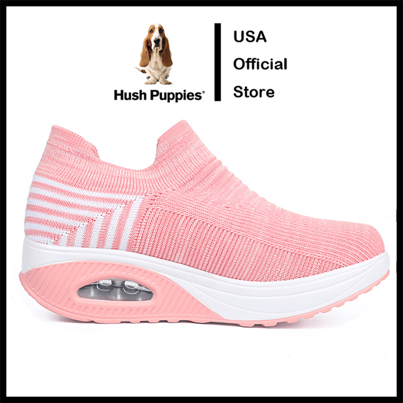 Hush Puppies รองเท้าผ้าใบ โลฟเฟอร์ ส้นแบน แบบสวมครึ่งหนึ่ง สไตล์เกาหลี สําหรับผู้หญิง และผู้ชาย