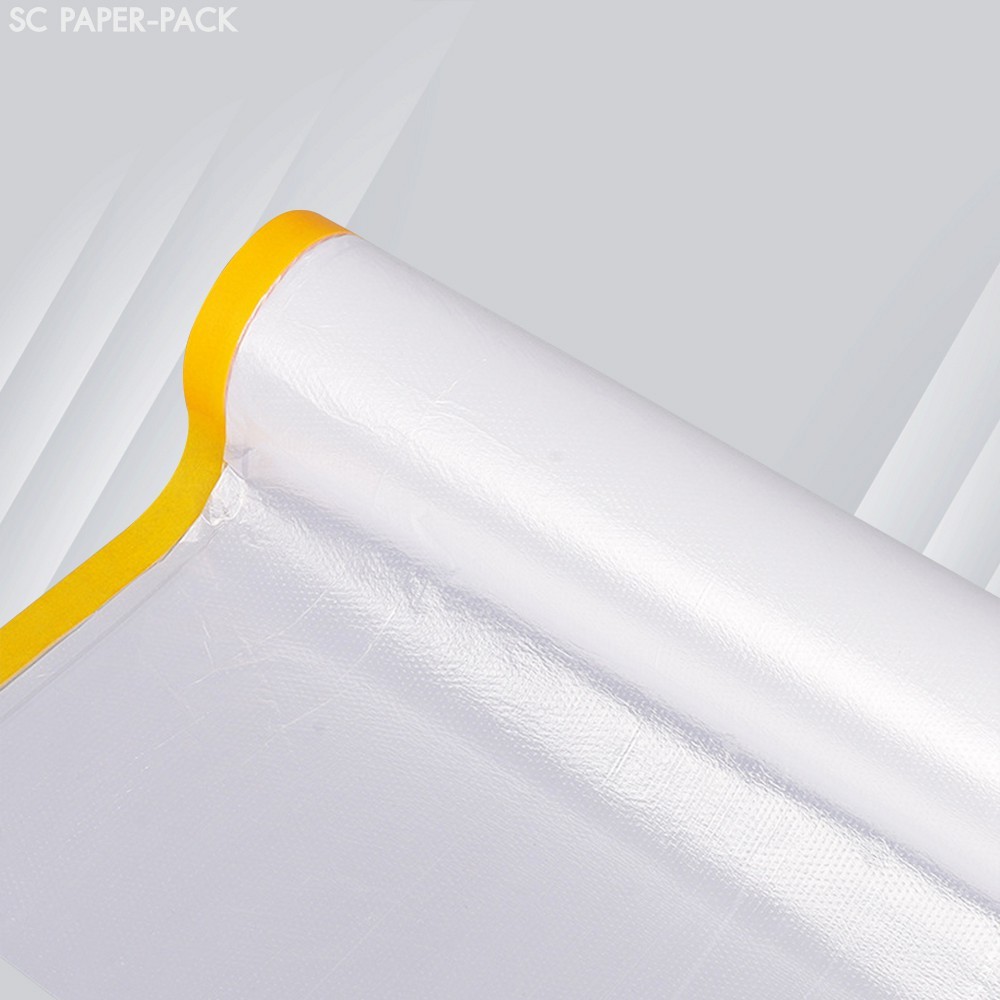 แผ่นพลาสติกอเนกประสงค์ แบบม้วน มีเทปกาว กันละอองน้ำ กันฝุ่น ( 1 ม้วน)