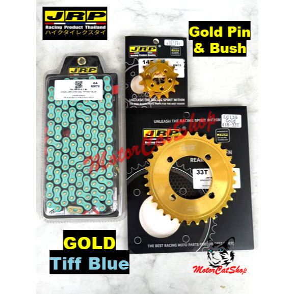 Rantai JRP (VERSION 2) (Tiffany Blue 132L) เฟือง JRP (GOLD 415H) ชุด Yamaha LC135 / RXZ / Y110 JRP