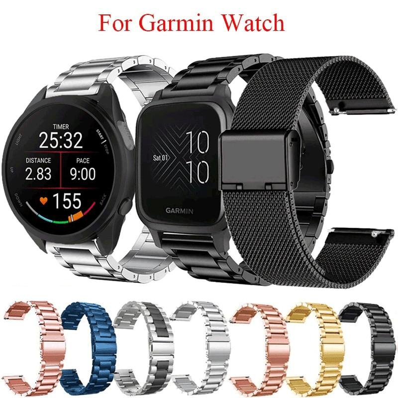 สายสแตนเลสสําหรับ Garmin Venu 3 2 Plus SQ SQ2 โลหะสําหรับผู้เบิกทาง Garmin 265 255 245 645 168 165 55 Vivoactive 5 3