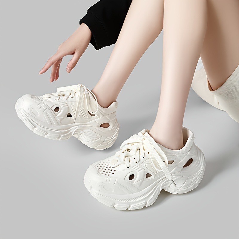 AJAYGNA รองเท้าผู้หญิง รองเท้าแตะแบบสวมแฟชั่น สไตล์ ผ้าใบ พร้อมเชือก SHO-7797