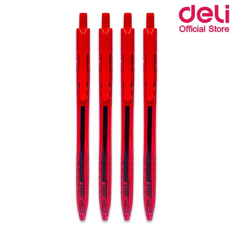 (สั่งขั้นต่ำ 3 ด้าม) ปากกาลูกลื่น Deli รุ่น CQ34 หมึกสีแดง หัวขนาด 0.5mm (จำหน่าย 1 ด้าม/5ด้าม)