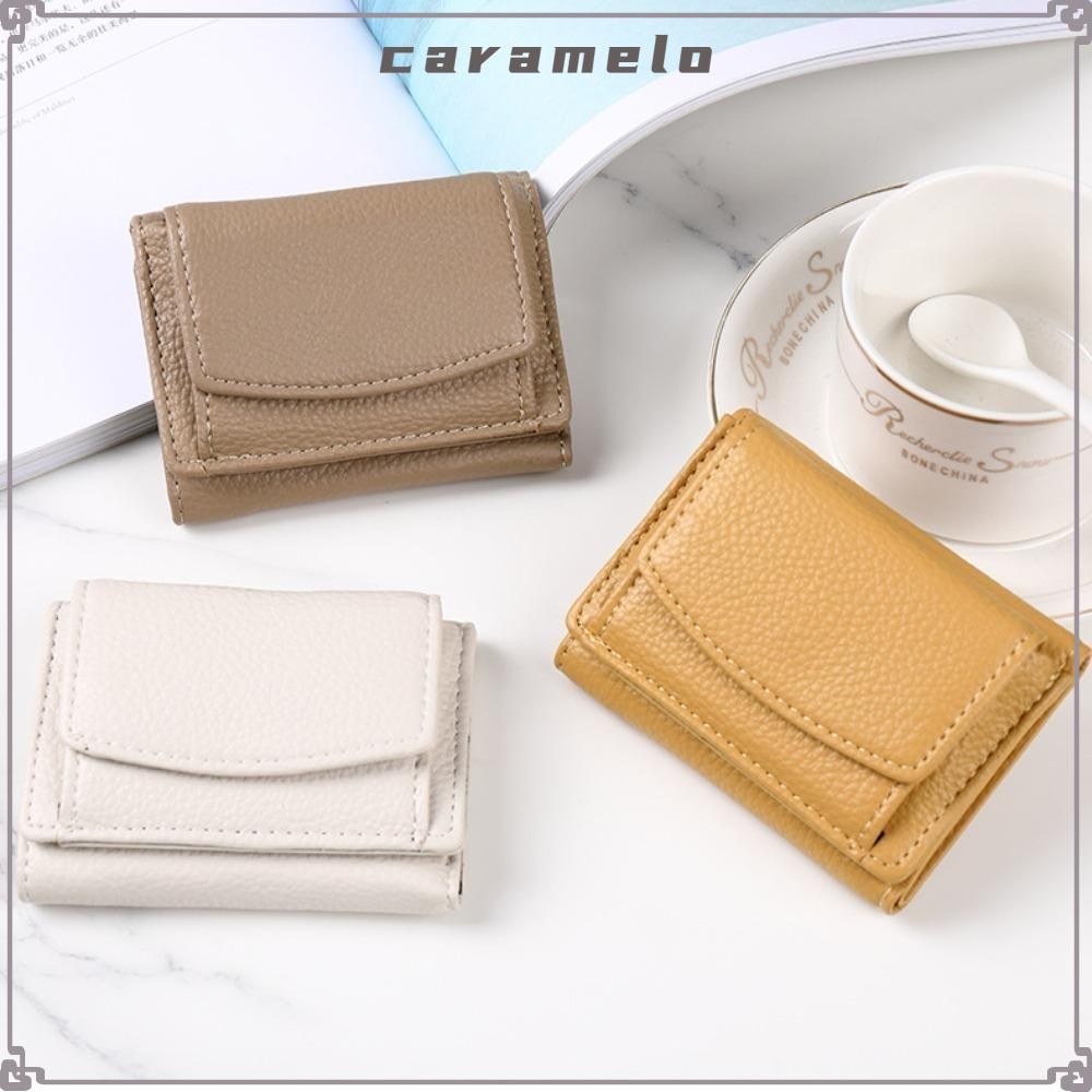 Caramelo กระเป๋าสตางค์ผู้หญิง, กระเป๋าใส่เหรียญความจุขนาดใหญ่หลายใบ, แฟชั่นสามพับหนัง PU กระเป๋าใส่เหรียญป้องกันการโจรกรรมผู้หญิง