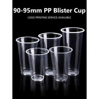 (สินค้าพร้อมส่ง) 【1แถว50ชิ้น】แก้วกาแฟ PPเนื้อบาง ขนาด 500ml 600ml 700ml ปาก 90mm 95mm.(บริการพิมพ์โลโก้สอบถามทักแชท)