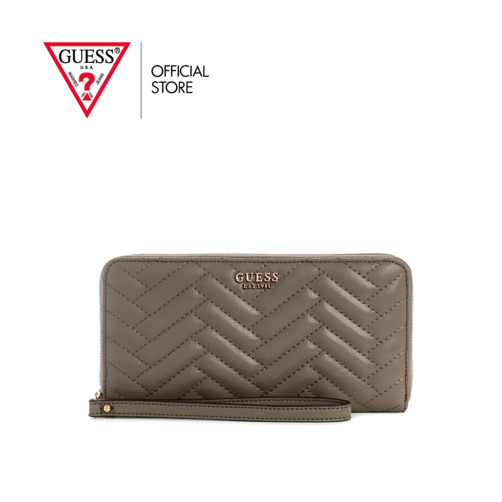 GUESS กระเป๋าสตางค์ผู้หญิง รุ่น QG9508146 ANNING SLG LARGE ZIP AROUND สีเทา