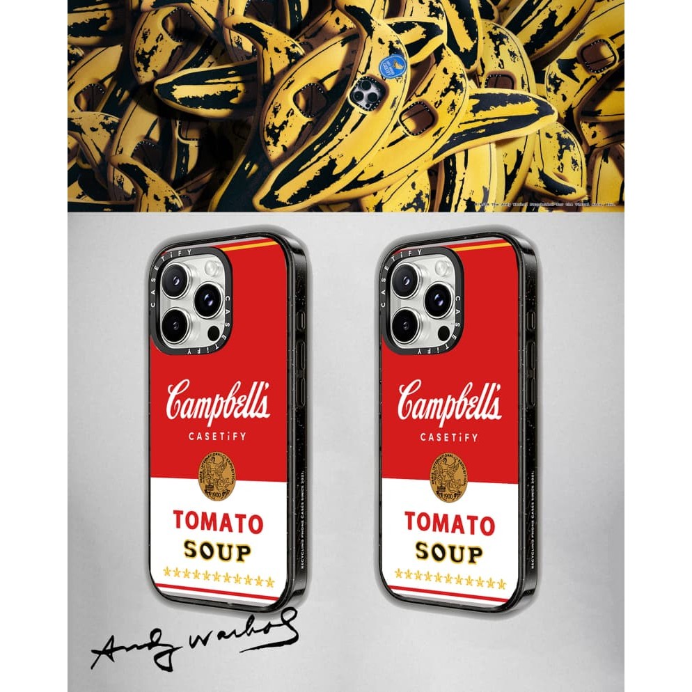 CASECASE X Andy Warhol Tomato Soup Case Impact Case แม่เหล็กดูด Hard อะคริลิคด้านหลังสําหรับ Apple I