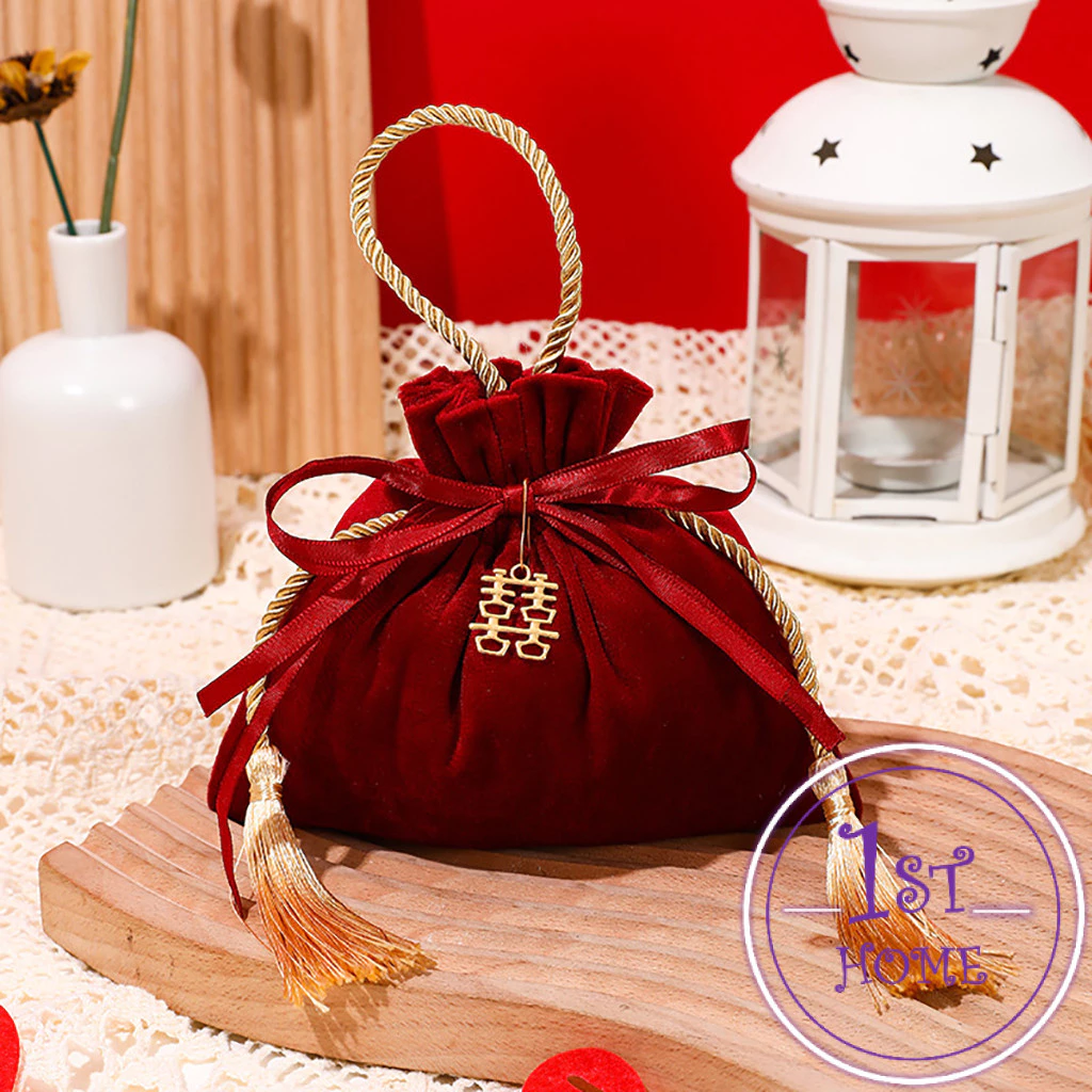 ถุงผ้าไหม สไตล์จีน ถุงนําโชค ใส่ของชำร่วยในงานมงคล กระเป๋าหูรูด Cloth bag