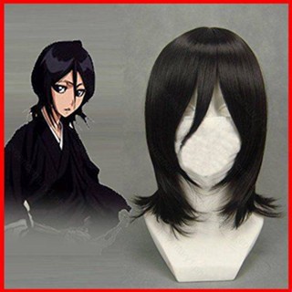 Ys วิกผมสั้น คอสเพลย์อนิเมะ Bleach Kuchiki Rukia สีดํา สําหรับผู้หญิง ผู้ชาย ปาร์ตี้ฮาโลวีน