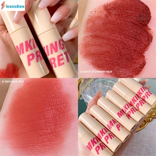 Lip Glaze Mousse Velvet ติดทนนานและง่ายต่อการเปลี่ยนสีเพิ่มสีผิวลิปสติก Lip Mud Student Lip Gloss Soft Mist Net สีแดง ICECUBES