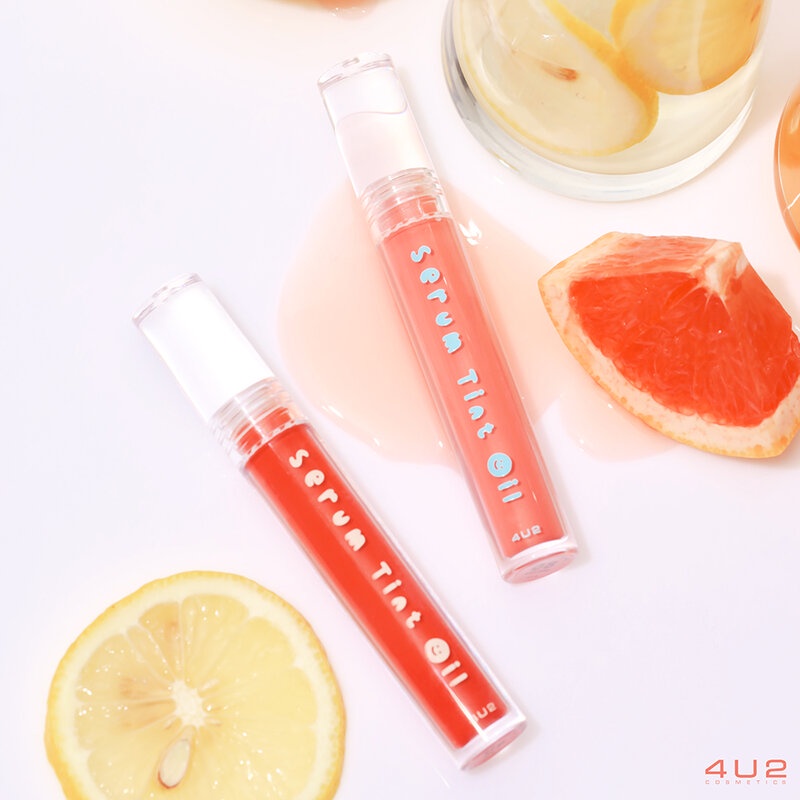 4u2 Serum Tint Oil 3g ลิปทินท์ไซรัปเนื้อฉ่ำวาว สีชัด ติดทน บางเบาไม่หนักปาก Konvy Officialshop