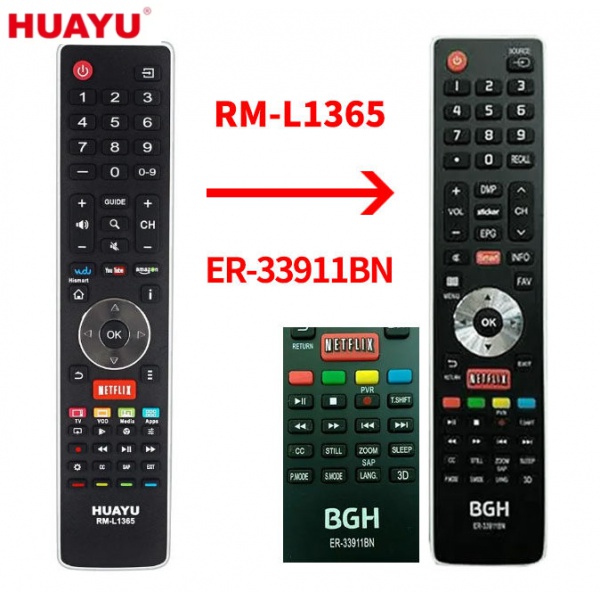 Universal Hisense Devant รีโมทคอนโทรล LCD Huayu RM-L1365 เปลี่ยน EN-33911EN พร้อม Netflix EN2X27HS H