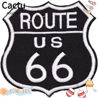 Cactu แผ่นแพทช์รีดติดเสื้อผ้า โพลีเอสเตอร์ 2.87*3.1 นิ้ว US Route 66 Applique Shape US Route 66 Applique Patches สําหรับเย็บติดกระเป๋าเป้สะพายหลัง 20 ชิ้น