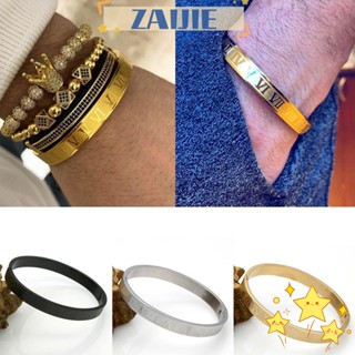 Zaijie24 สร้อยข้อมือเหล็กไทเทเนียม ตัวเลขโรมัน เรียบง่าย แฟชั่น สําหรับคู่รัก