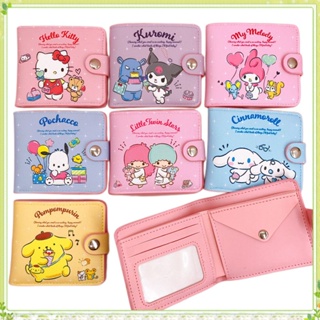 SANRIO กระเป๋าสตางค์ หนัง PU ลายการ์ตูน Hello Kitty Kulomi Melody Cinnamoroll น่ารัก แบบพกพา เหมาะกับของขวัญ สําหรับผู้หญิง