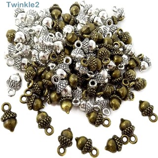 Twinkle จี้รูปกรวยสน ขนาดเล็ก 0.5*0.23 นิ้ว 2 สี สําหรับทําเครื่องประดับ ต่างหู สร้อยข้อมือ DIY 100 ชิ้น