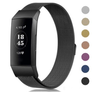 สายนาฬิกาข้อมือสเตนเลส แม่เหล็ก สําหรับ Fitbit Charge 2 3 4 Band 3 SE