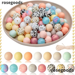 Rosegoods1 ลูกปัดซิลิโคน ทรงกลม หลากสี 15 สี 15 มม. สําหรับทําเครื่องประดับ สร้อยคอ DIY 100 ชิ้น