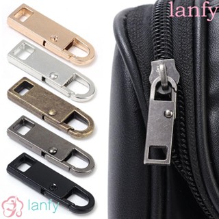 Lanfy อุปกรณ์ดึงซิป โลหะ ถอดออกได้ ทนทาน พร้อมสปริง สําหรับเย็บผ้า 10 ชิ้น