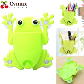 Cvmax กล่องใส่แปรงสีฟัน ลายการ์ตูนกบ PP แบบถ้วยดูดติดผนังห้องน้ํา