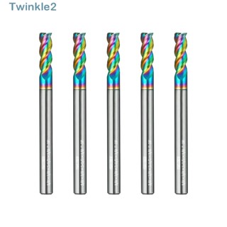 Twinkle ดอกกัดมิลลิ่ง เหล็กคาร์ไบด์ ทองแดง แมกนีเซียมอัลลอย 1/8 ก้าน 3 ร่อง ทนทาน 5 ชิ้น